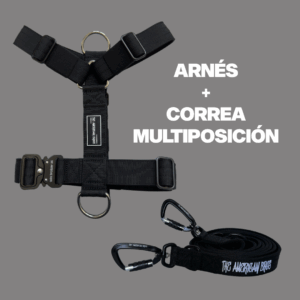 ARNÉS Y CORREA MULTIPOSICIÓN NEGRO